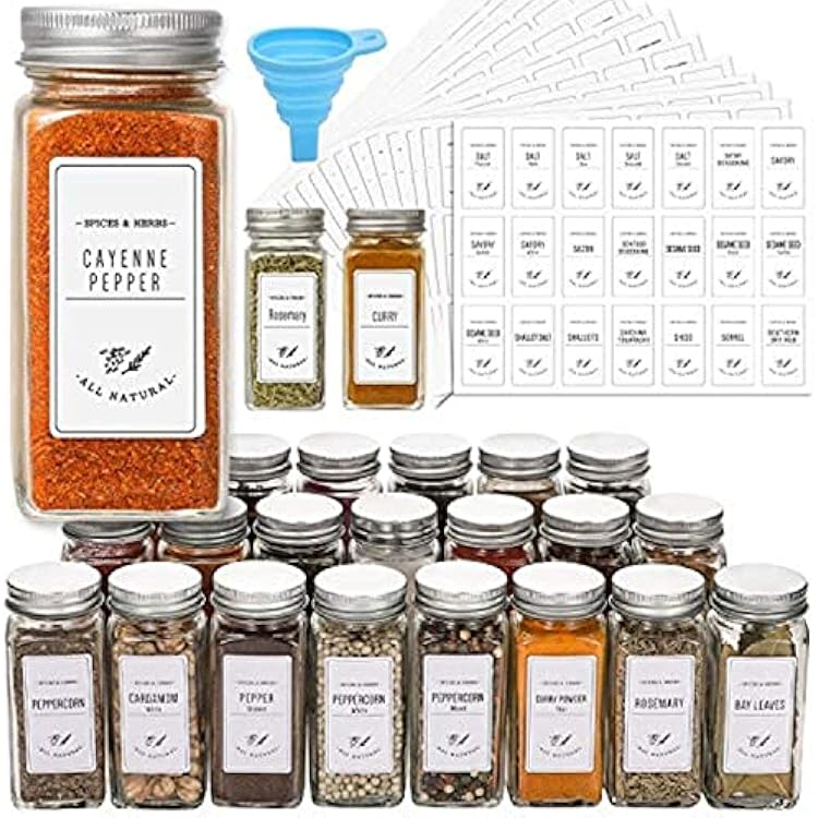 AOZITA Glass Spice Jars with Labels, 24-Pack