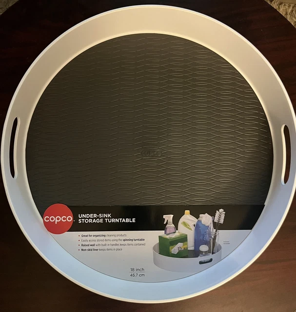 Copco 18-Inch Non-Skid Turntable Organizer (White/Gray)