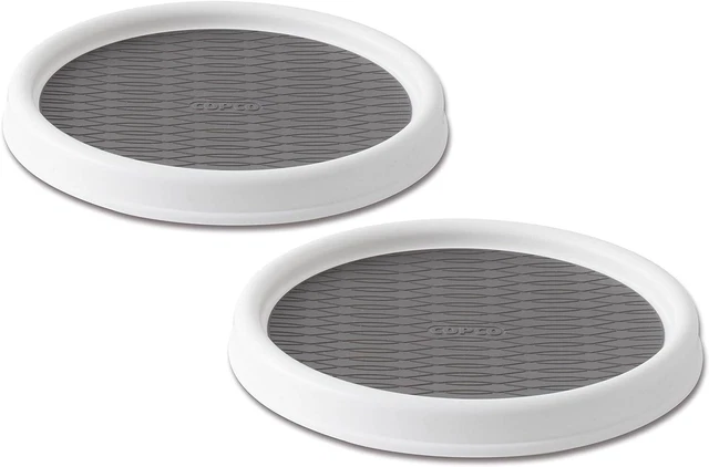 Copco 9-Inch Non-Skid Turntable, Set of 2 (White/Gray)