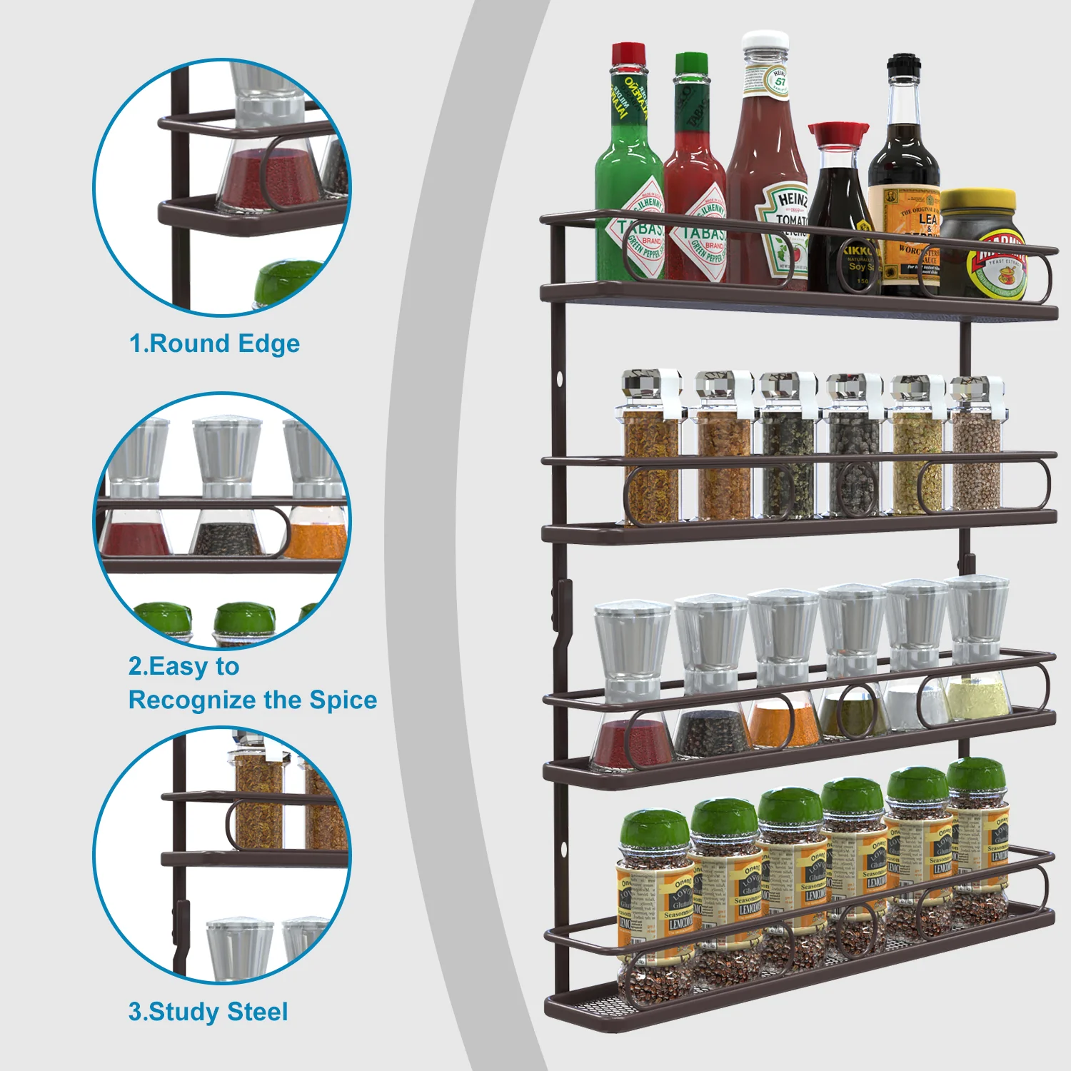 DecoBros 3-Tier Spice Rack Organizer (Bronze)