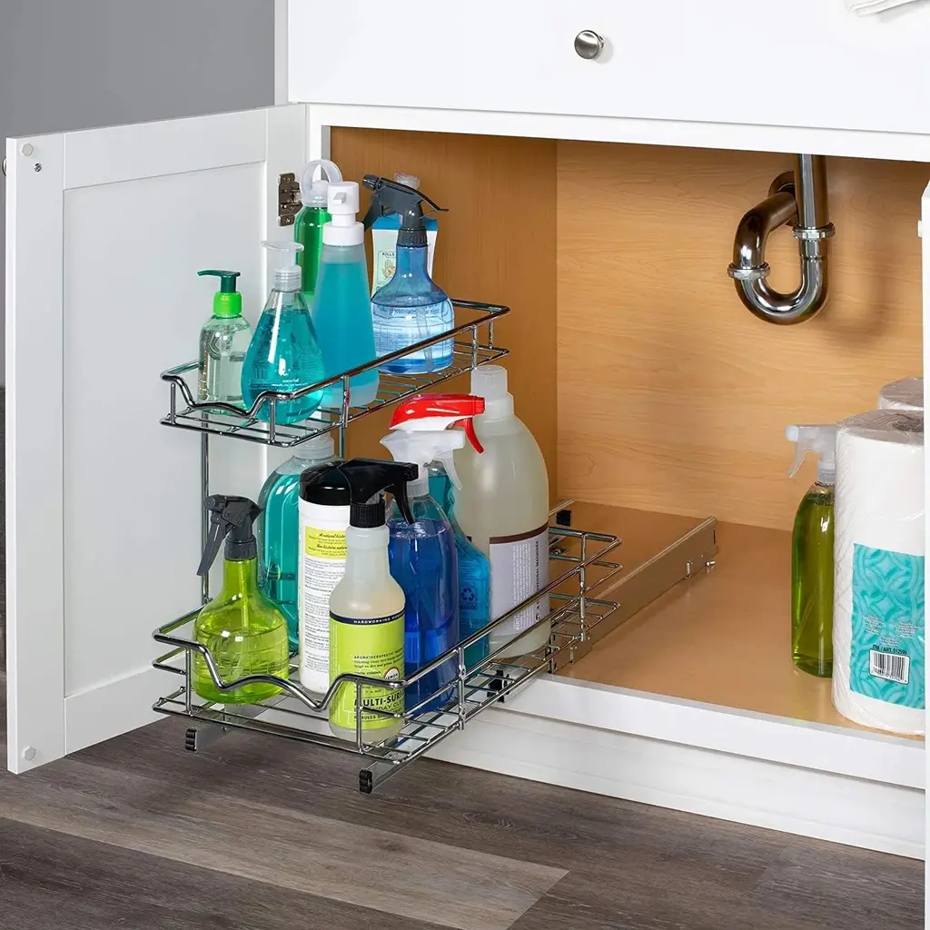 Simple Houseware 2-Tier Under-Sink Organizer (Chrome)